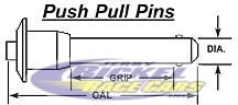 Push Pull Pins T-Handle 1/2" Diameter, 2.500 Grip, Overall Length 4.150"